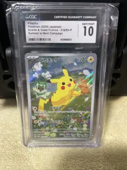 Pokemon Pikachu 218/Sv-p Summer Promo (Jap) Scarlet Violet 2024 CGC Gem mint 10 - Image 1