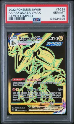 2022 POKEMON SWORD & SHIELD SILVER TEMPEST #TG29 FULL ART/RAYQUAZA VMAX PSA 10 - Image 1