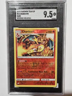 Charizard Reverse Holo Rare Pokemon 2019 Sun & Moon Team Up SGC 9.5 MT+ 14/181 - Image 1
