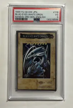 Blue Eyes White Dragon 118 Bandai Holo English Yugioh Japanese PSA3 - Image 1