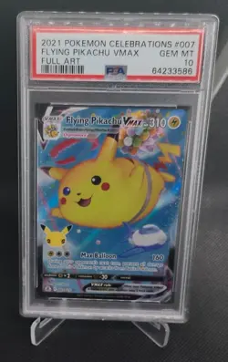 2021 Pokemon Flying Pikachu VMAX Celebrations Full Art Card #007 PSA 10 Gem Mint - Image 1