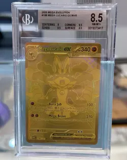 Mega Lucario EX 188/132 Mega Hyper Rare Gold Card English Edition BGS 8.5 - Image 1