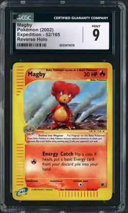 2002 Pokemon Expedition Magby Reverse Holo #52 CGC 9 - Image 1