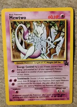 Pokemon TCG Mewtwo Black Star Promo 12 WOTC DMG #2 - Image 1