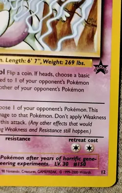 Pokemon TCG Mewtwo Black Star Promo 12 WOTC DMG #2 - Image 5