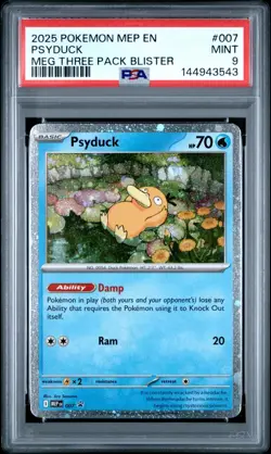 2025 Pokemon MEP Psycduck Mega Three Pack Blister Promo #007 PSA 9 - Image 1