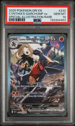 2025 Pokemon Destined Rivals CYNTHIA'S GARCHOMP ex #232 SIR PSA 10 Gem Mint - Image 1