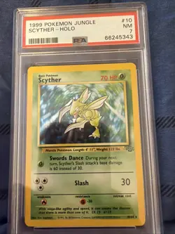 1999 POKEMON JUNGLE #10/64 SCYTHER HOLO RARE PSA 7 - Image 1