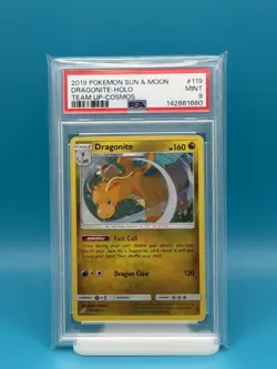 PSA 9 - 2019 POKEMON SUN & MOON DRAGONITE-HOLO TEAM UP-COSMOS - Image 1