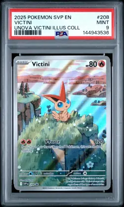 2025 Pokemon SVP EN Victini Unova Victini Illustration Collection #208 PSA 9 - Image 1