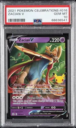 2021 POKEMON CELEBRATIONS #016 ZACIAN V PSA 10 - Image 1
