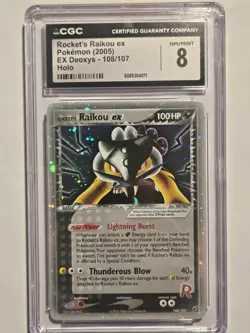 Pokemon Rocket's Raikou EX Holo CGC 8 108/107 EX Deoxys NM/MINT - Image 1