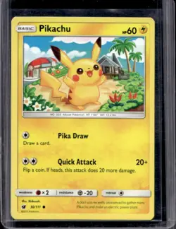 2017 Pokemon SM Crimson Invasion Pikachu #30/111 - Image 1