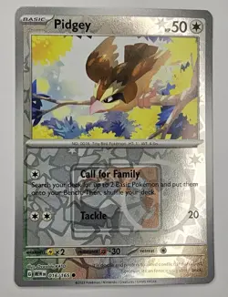 Pokemon 151 Pidgey 016/165 Reverse Holo Play! League Stamp Promo - Image 1