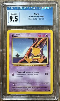 2000 Pokemon Abra Base Set 2-65/130 CGC 9.5 - Image 1