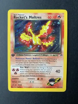 1999 Pokemon Gym Heroes Rocket’s Moltres 1st Edition 12/132 Holo Rare WOTC LP - Image 1