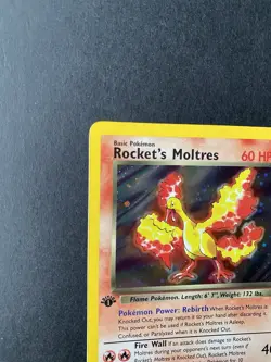 1999 Pokemon Gym Heroes Rocket’s Moltres 1st Edition 12/132 Holo Rare WOTC LP - Image 3