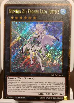 Yugioh Number 21: Frozen Lady Justice PGL2-EN018 Gold Secret Rare 1st Edition NM - Image 1