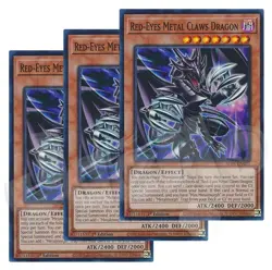 Yugioh - Red-Eyes Metal Claws Dragon x 3 - 1st Edition Super Rare NM - Free Holo - Image 1