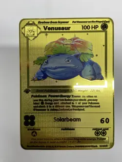 Gold Metal Venusaur HP100 Pokemon Card-Collectible Gift Display！bonny - Image 1