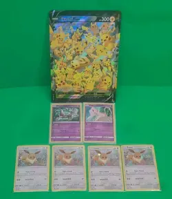 Pokemon Cards Lot Of 7 Pikachu V-Union, Mew & Mewtwo, Eevee Promos - Image 1