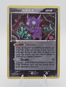 Pokemon TCG Sableye Crystal Guardians 10/100 Holo Rare Card 2006 LP - Image 1