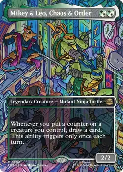 MTG Leo & Mikey Chaos Order TMNT Alternate Art Ninja Turtles Magic Card R0200 - Image 1