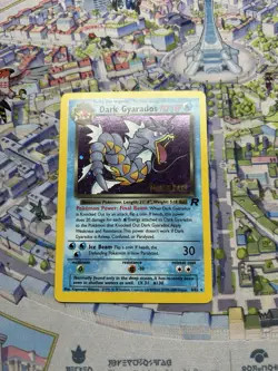 Dark Gyarados 8/82 Holo Team Rocket Prerelease Promo Pokemon Card - SWIRL - Image 1