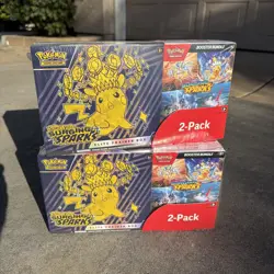 Pokemon TCG Surging Sparks ETB & Booster Bundle Costco 2-pack **LOT OF 2!!!! ** - Image 1