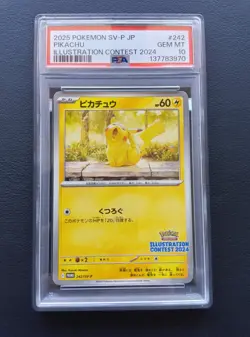 PSA 10 Pikachu 242/SV-P Promo Illustration Contest Pokemon Card Japanese 2025 - Image 1