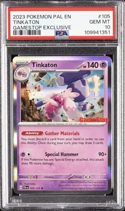 2023 POKEMON PAL EN-PALDEA EVOLVED GAMESTOP EXCLUSIVE #105 TINKATON PSA 10 - Image 1