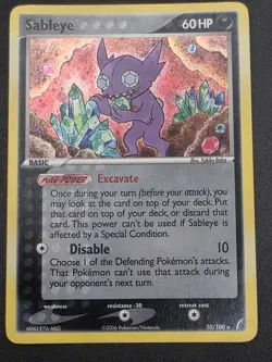 Pokemon TCG 2006 Sableye 10/100 Crystal Guardians Holo -B - Image 2