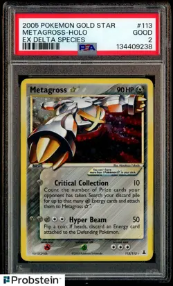2005 Pokemon Gold Star EX Delta Species #113 Metagross Holo PSA 2 GOOD - Image 1