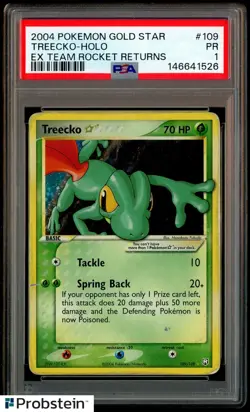 2004 Pokemon Gold Star Ex Team Rocket Returns #109 Treecko Holo PSA 1 PR - Image 1