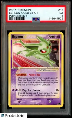 2007 Pokemon POP Series 5 #16 Espeon Gold Star PSA 5 EX - Image 1