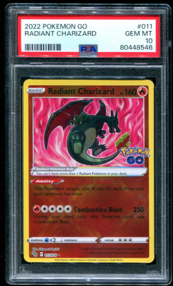 PSA 10 Radiant Charizard 011/078 GO Shiny Pokemon Card TCG 2022 GEM MINT - Image 1
