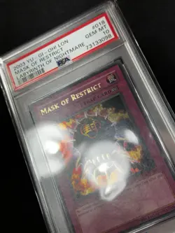 PSA 10 Yugioh Mask Of Restrict #LON-018 Labyrinth Of Nightmare Unlimited POP 12! - Image 3