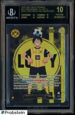 2025 BVB X ONE PIECE MATCH DAY PROMOS #003 MONKEY D. LUFFY BGS 10 BLACK LABEL - Image 1