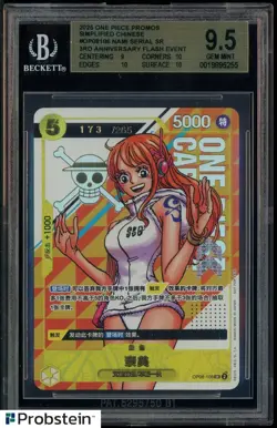 2025 One Piece Promos Chinese #OP08106 Nami Serial SR 3rd Anv Flash Evnt BGS 9.5 - Image 1