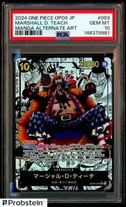 2024 One Piece OP09 Japanese #093 Marshall D. Teach Manga Alternate Art PSA 10 - Image 1