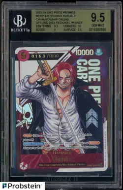 2022-24 One Piece Promos OP1120 Shanks Serial P Champsp Regional Winner BGS 9.5 - Image 1