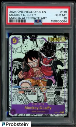 2024 One Piece OP09 EN Manga Alternate Art #119 Monkey D. Luffy PSA 10 GEM MINT - Image 1