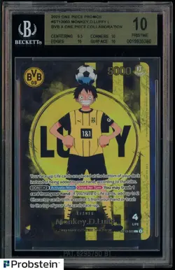2025 ONE PIECE PROMOS BVB X ONE PIECE MATCH DAY 2025 #003 MONKEY D. LUFFY BGS 10 - Image 1