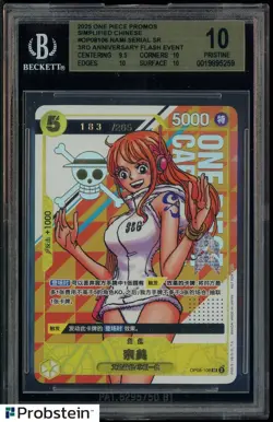 2025 One Piece Promos Chinese #OP08106 Nami Serial SR 3rd Anv Flash Evnt BGS 10 - Image 1