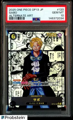 2025 One Piece OP13 Japanese Manga Art #120 Sabo PSA 10 GEM MINT - Image 1