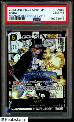 2023 One Piece OP04 Japanese Manga Alternate Art #083 Sabo PSA 10 GEM MINT - Image 1