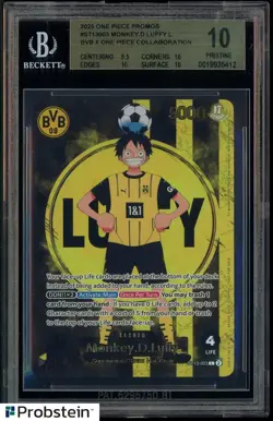 2025 ONE PIECE PROMOS BVB X ONE PIECE MATCH DAY 2025 #003 MONKEY D. LUFFY BGS 10 - Image 1