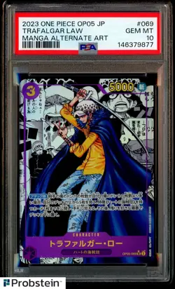 2023 One Piece Japanese OP05 Manga Alternate Art #069 Trafalgar Law PSA 10 - Image 1