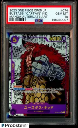 2024 One Piece OP-05 JPN Manga Alternate Art #074 Eustass Captain Kid PSA 10 - Image 1
