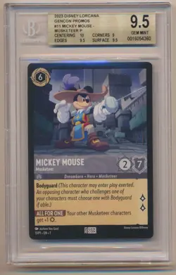BGS 9.5 Disney Lorcana Mickey Mouse Musketeer GENCON Promo 11/P1 GEM MINT! - Image 1